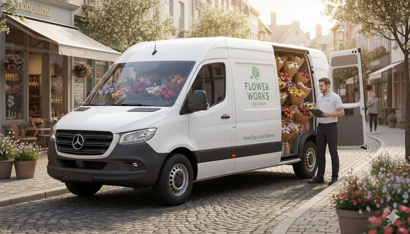 Flower delivery service vehicle